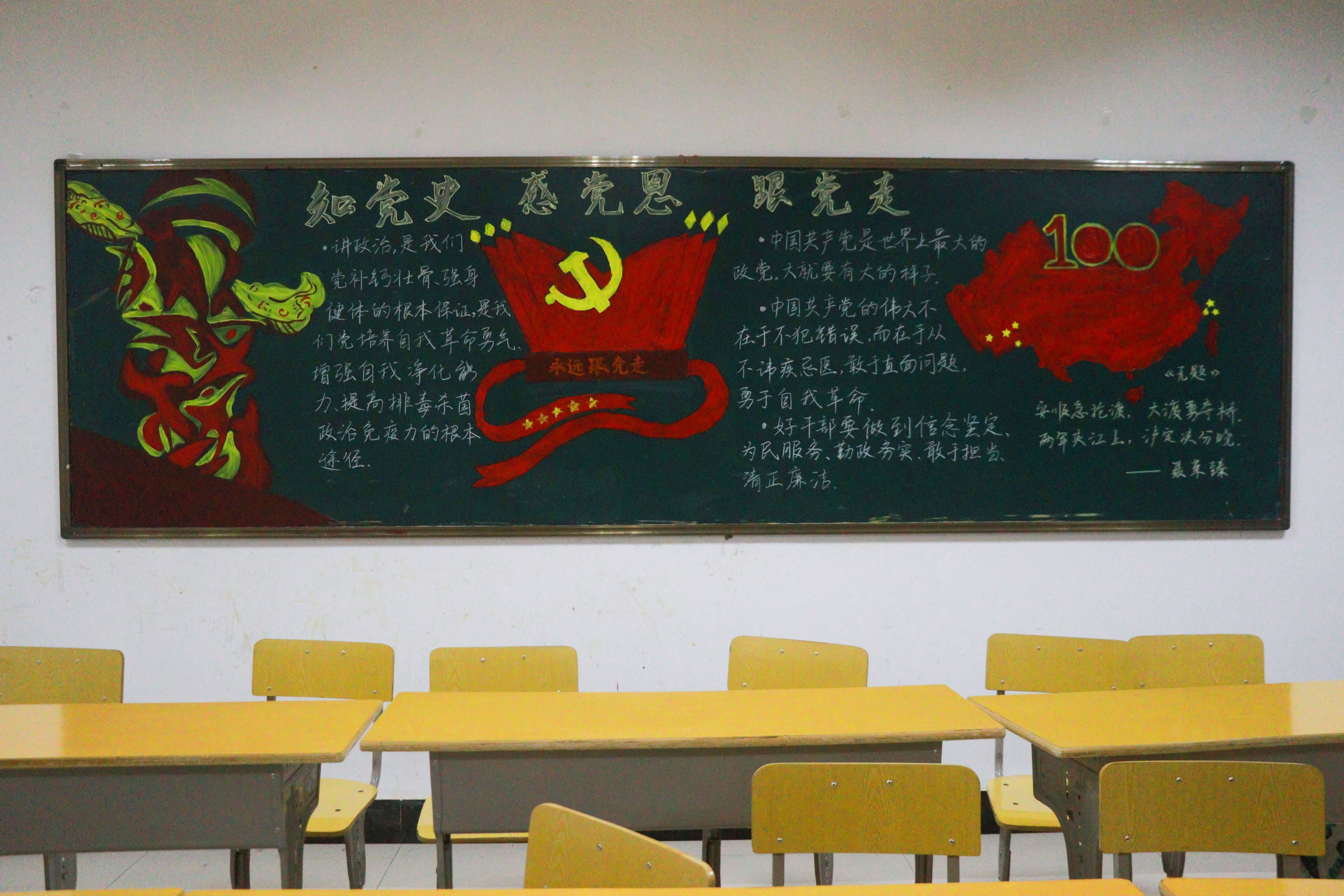 【党史学习教育】教师教育学院学子手绘党史主题板报 献礼建党一百